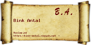 Bink Antal névjegykártya